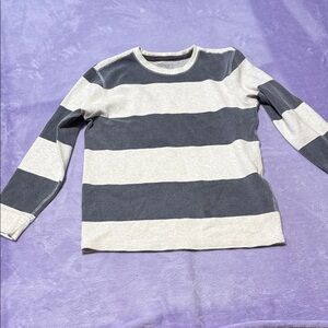 Men's Crewneck Striped Sweater - Black and Cream